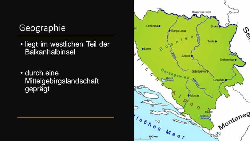 Bosnien und
Herzegowina
von ... Übersicht
Allgemeines
- Geschichte Bosniens
-
- Geographie
· Klima
- Vegetation
- Bosnienkrieg
Sehenswürdigk
