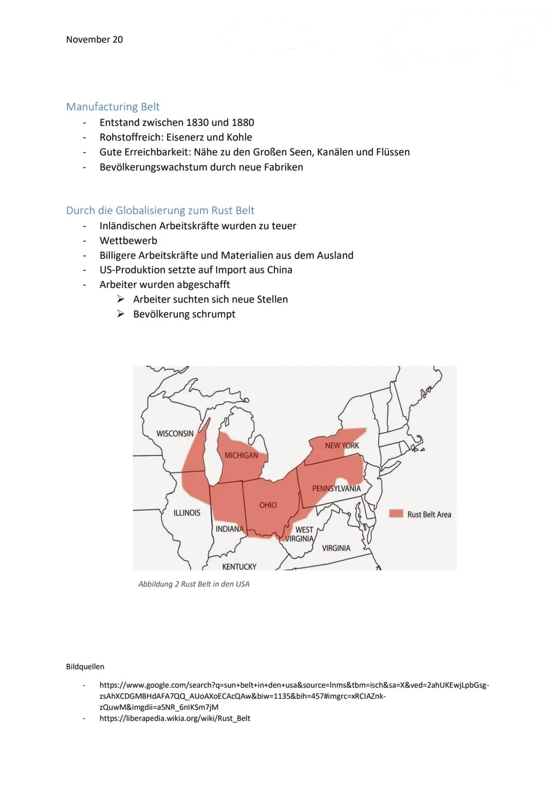 November 20
Belt-Regionen mit dem Schwerpunkt auf den Rust Belt
Belt bedeutet ins Deutsche aus dem Amerikanischem übersetzt Gürtel und steht