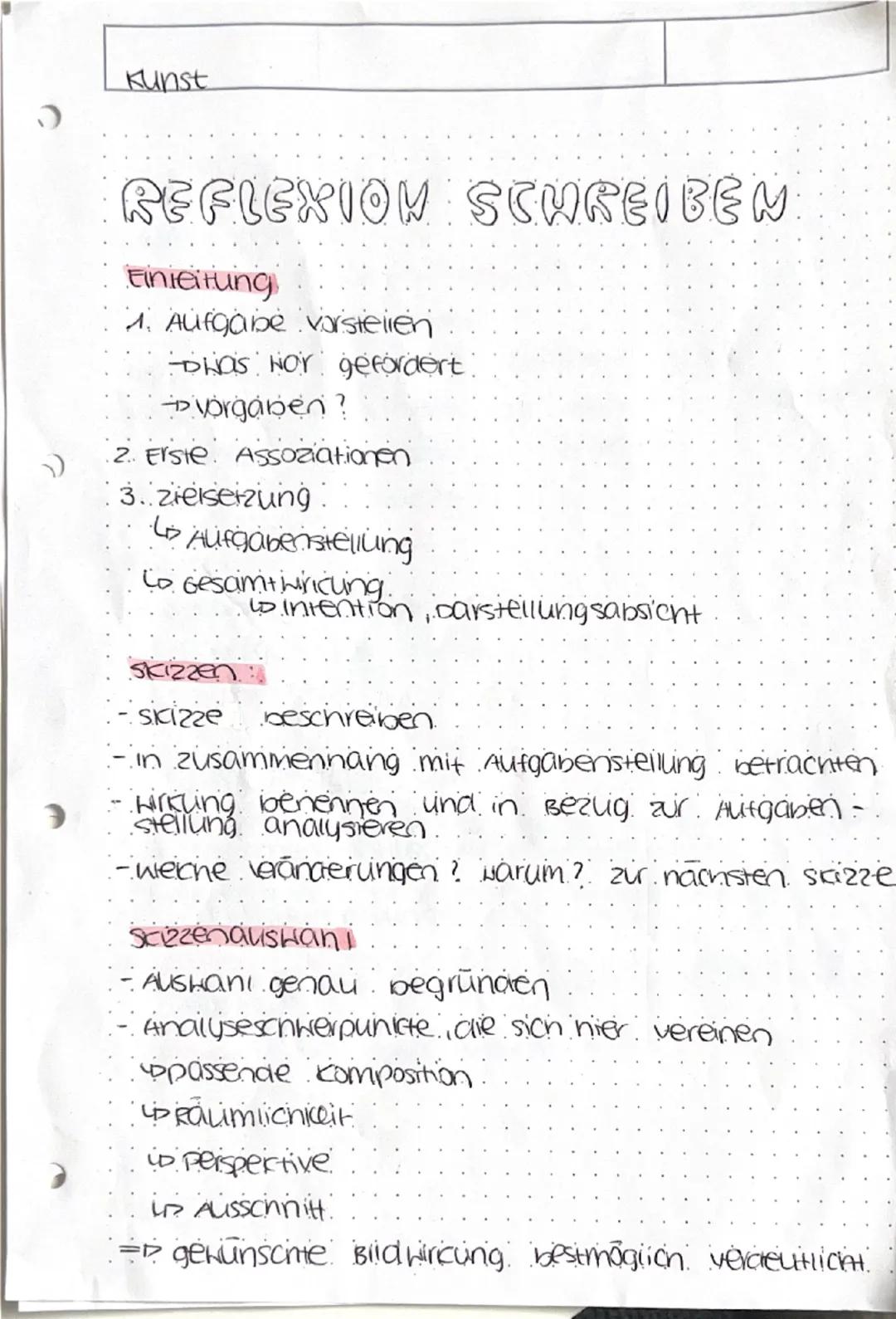 Reflexion Kunst Abitur Praxis 