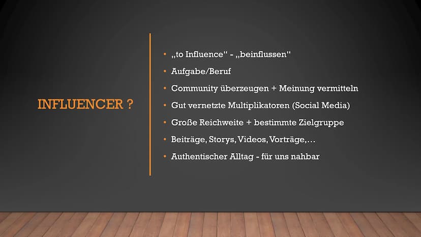 Fluch?
oder
Segen ?
INFLUENCER
MARKETING INHALTSANGABE
1888
ST
Was ist Influencer Marketing?
Was ist ein Influencer?
Beeinflussung durch Inf