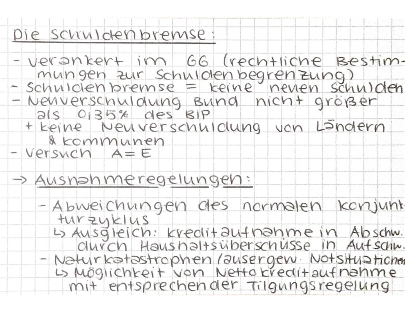 Staatsverschuldung:

- Alle von oder öffentlichen Hand auf-
genommenden kredite
- Schulden von Bund, Ländern, kommunen,
und sozial versicher