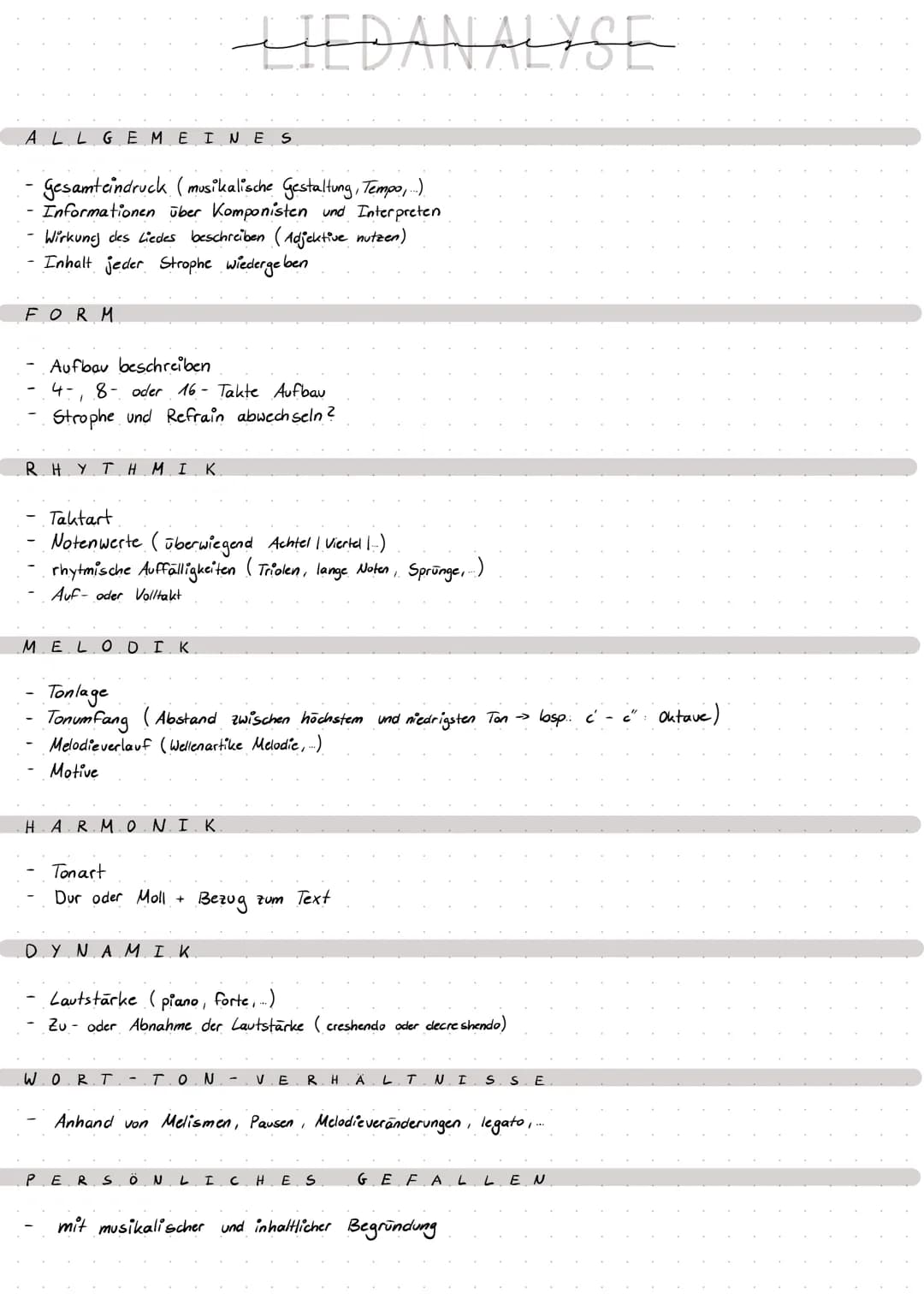 ALLGEMEINES
Gesamteindruck (musikalische Gestaltung, Tempo,...).
Informationen über Komponisten und Interpreten
Wirkung des Liedes beschreib