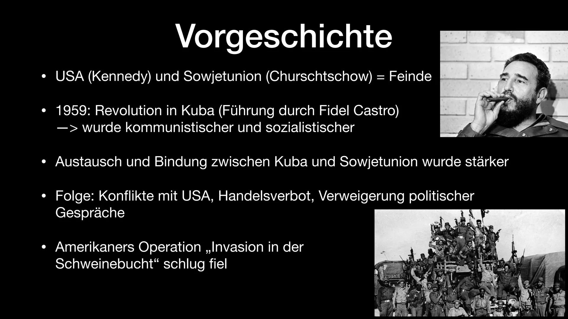 STOP BASES
STOP
NO WAR BLOCKADE
CUBA
EAST WEST
HANDS OFF
CUBA
Kubakrise NO WAR
over CUBA # Struktur

- allgemeine Informationen

- Vorgeschi