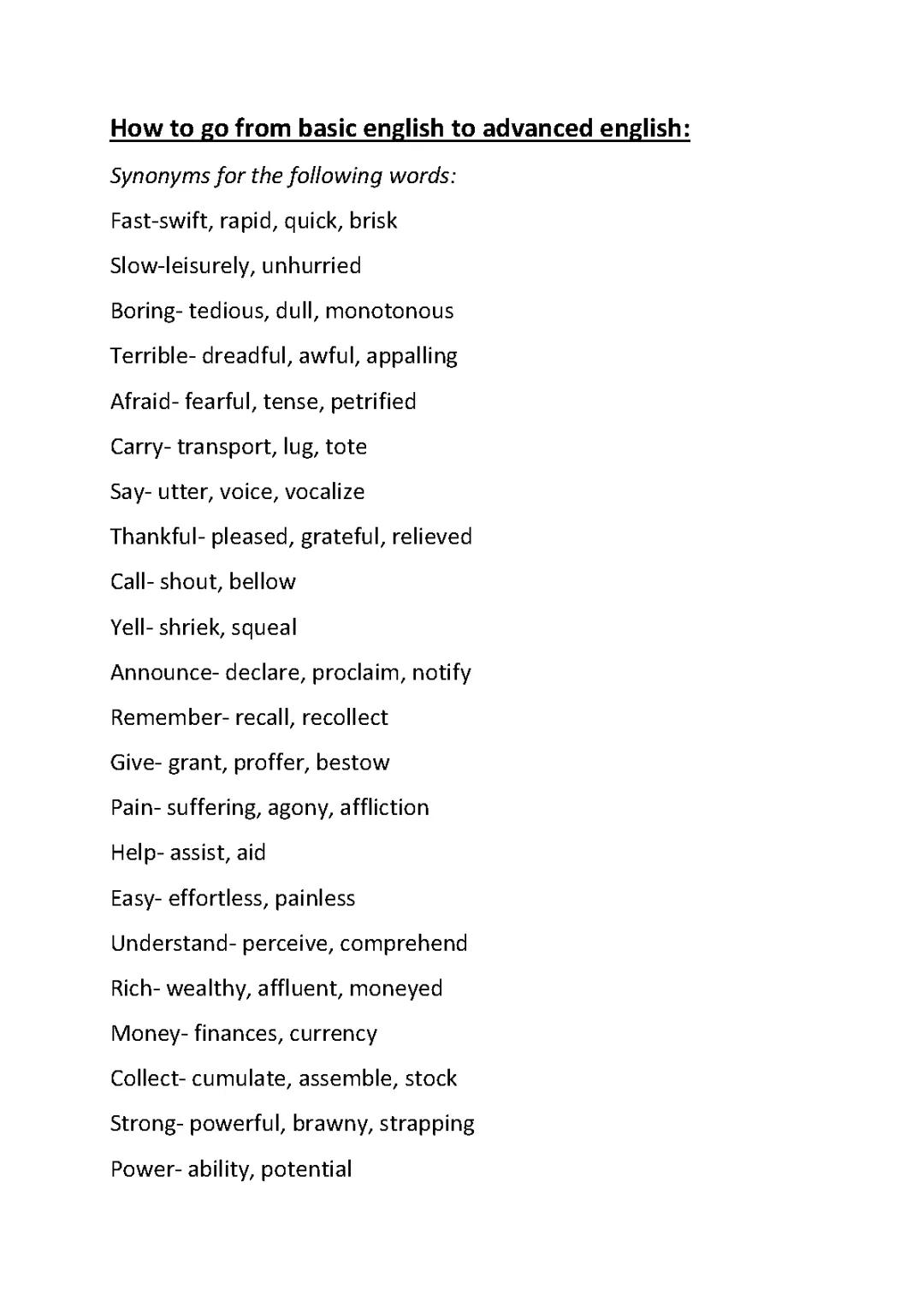 Vocabulary
