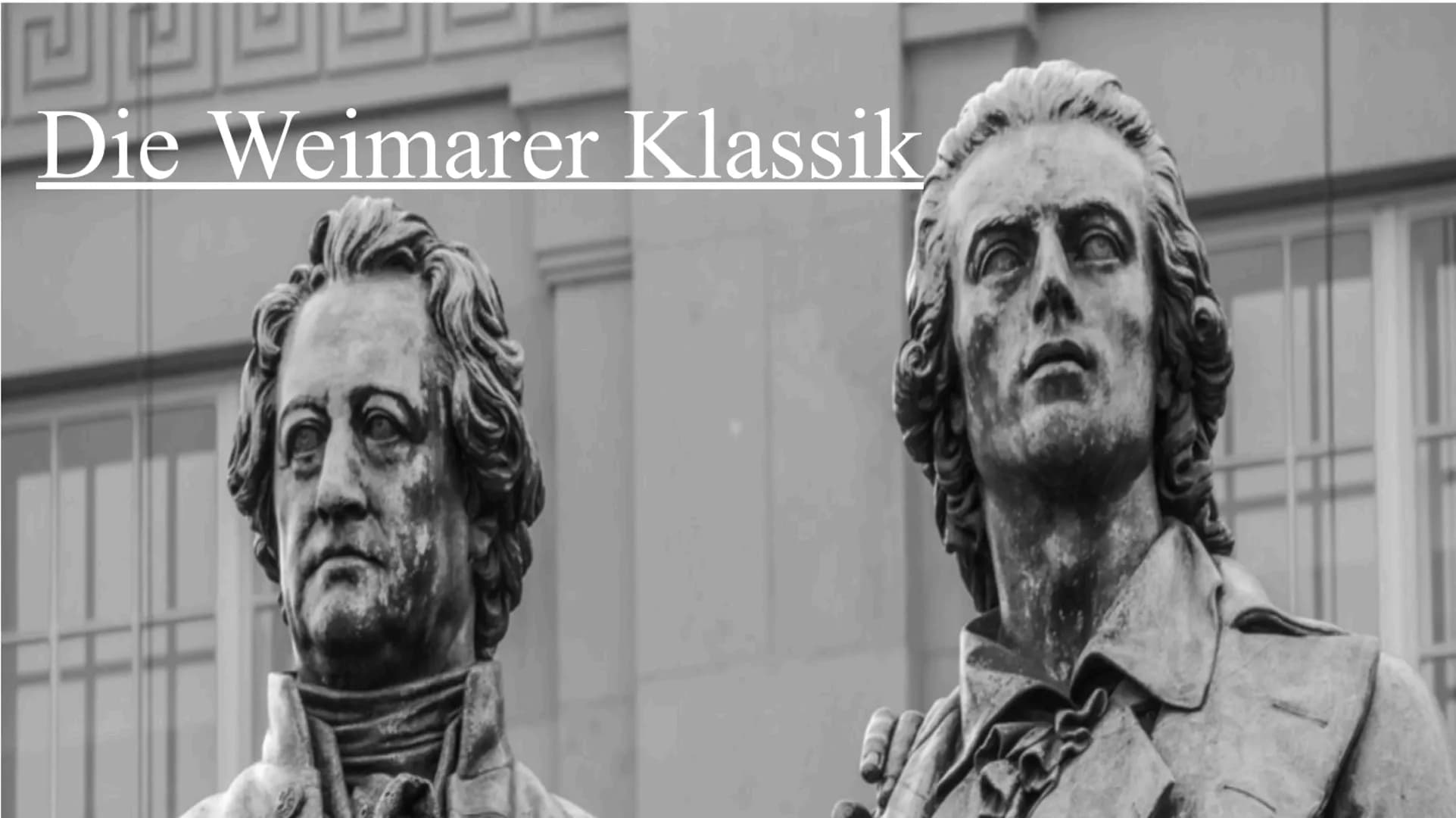 Die Weimarer Klassik Aufbau
Entstehung
Zeitgeschichtliche Einordnung
Menschenbild
Epochenmerkmale
Stilistische Merkmale
Bekannte Werke
Eine 