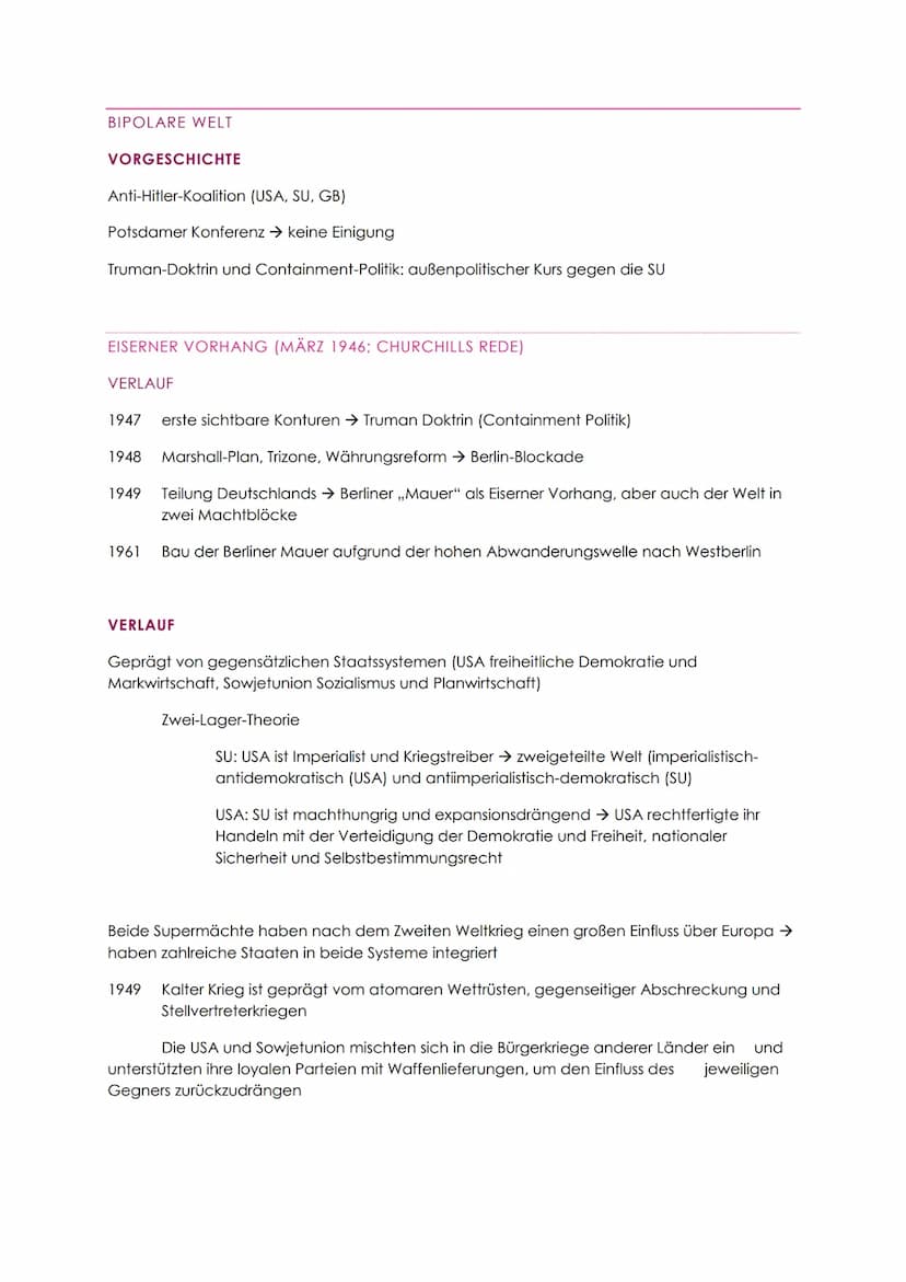 DER KALTE KRIEG (1947-1991)
URSACHEN
FEBRUARREVOLUTION 1917
VORGESCHICHTE
Absolutistische Monarchie unter Herrschaft der Zaren
1905 erste Ru