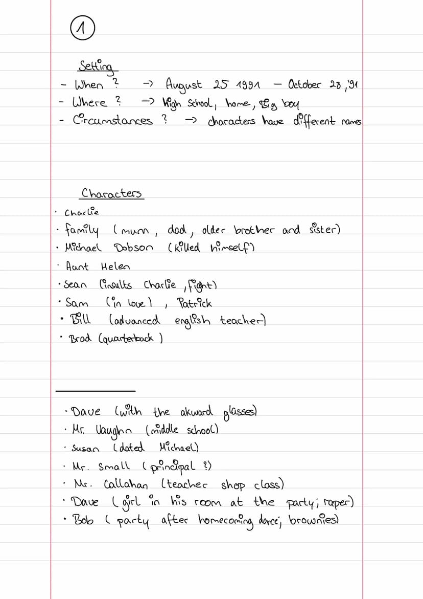 The Perks of being
a
~ Stephen Chbosky
=0
Lo
August
1991
Gugust 1992
Reading log Part 1
Songs, books and TV shows
songs
-Autumn Leaves
~ The