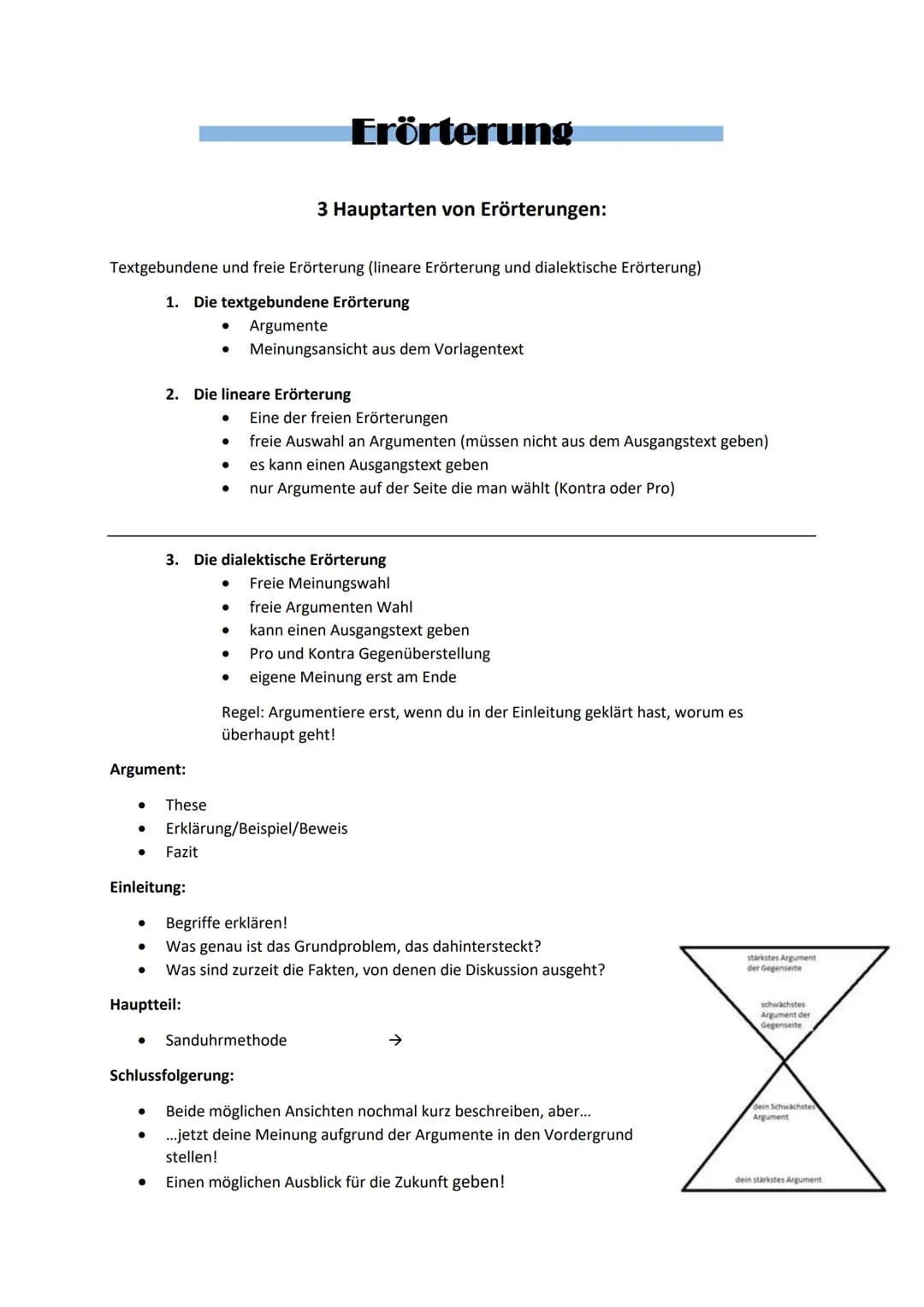 Textgebundene und freie Erörterung (lineare Erörterung und dialektische Erörterung)
1. Die textgebundene Erörterung
Argumente
Meinungsansich