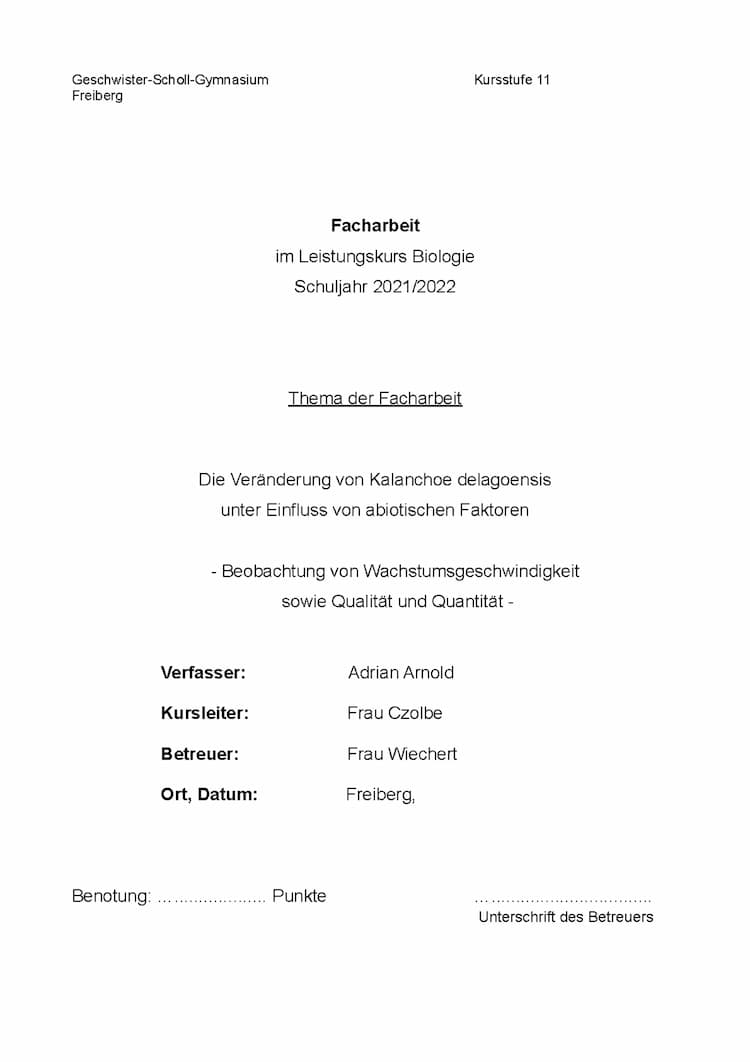 Know Facharbeit mit Experiment in Biologie  thumbnail