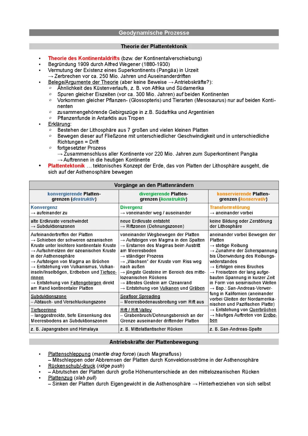 Geodynamische Prozesse und ihre Auswirkungen