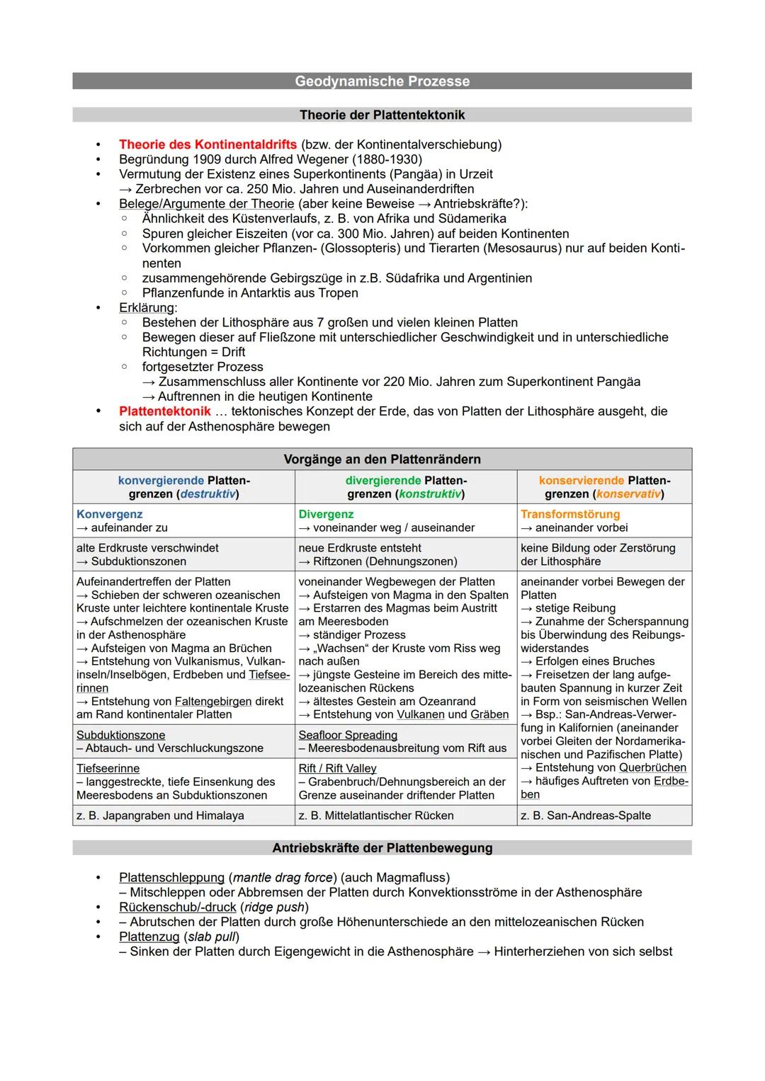 Theorie der Plattentektonik
Theorie des Kontinentaldrifts (bzw. der Kontinentalverschiebung)
Begründung 1909 durch Alfred Wegener (1880-1930