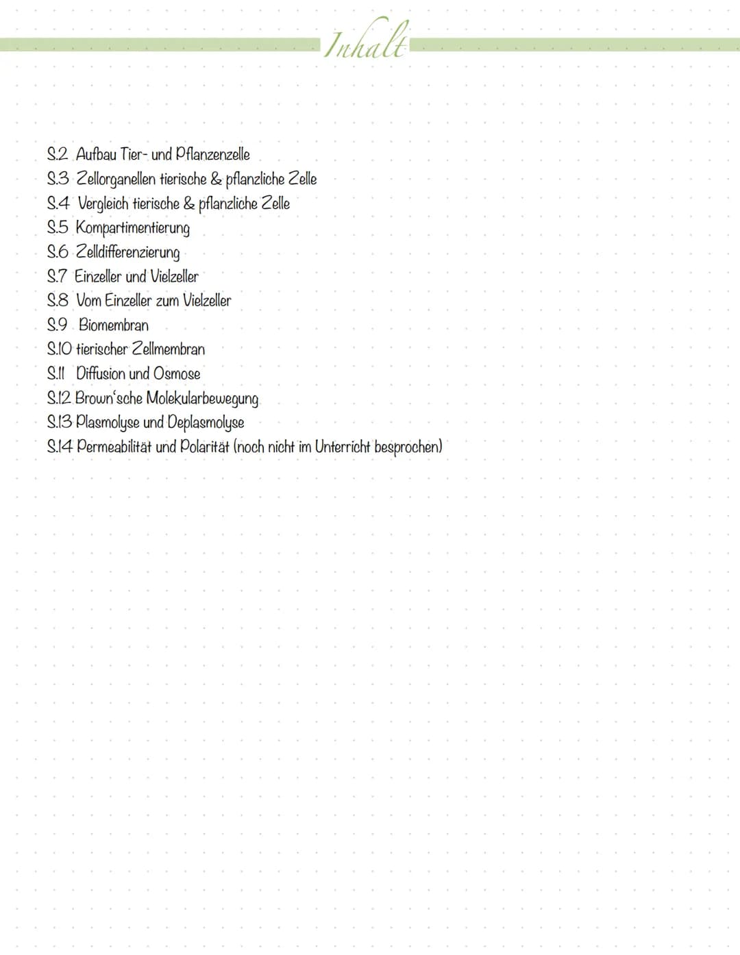 Inhali
S.2 Aufbau Tier- und Pflanzenzelle
S.3 Zellorganellen tierische & pflanzliche Zelle
S.4 Vergleich tierische & pflanzliche Zelle
S.5 K
