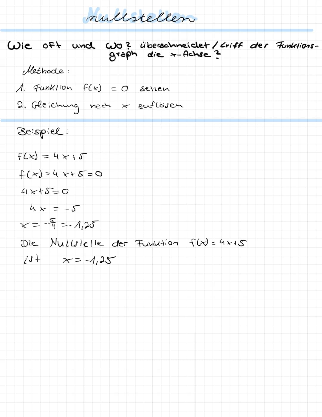 Mathematik
Nullstellen
Wendestellen
Ableitung
Extremstellen
Übungsklausur
Q1-1. Halbjahr fableitung
immer dann anzuwenden, wenn
etwas im Exp