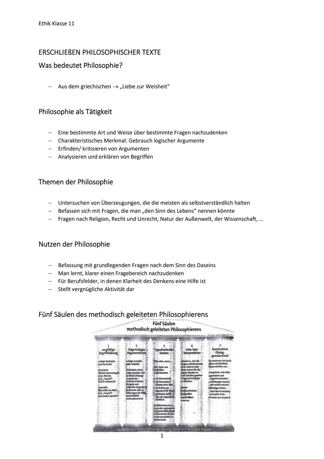 Ethik Klasse 11
ERSCHLIEBEN PHILOSOPHISCHER TEXTE
Was bedeutet Philosophie?
Aus dem griechischen → ,,Liebe zur Weisheit"
Philosophie als Tät