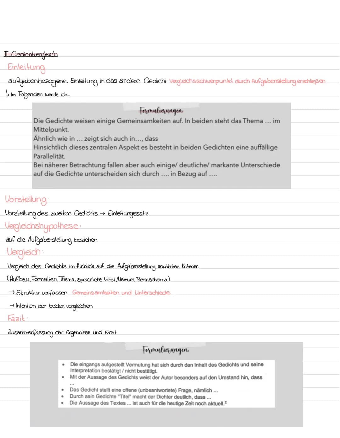 gedichevengleks
I Gedichtanalyse
Einleitung
Titel, Autor, Textsate, Erscheinungsjahr. Thema → Epochenzuordnung
Deutungshypothese:
vorläufige