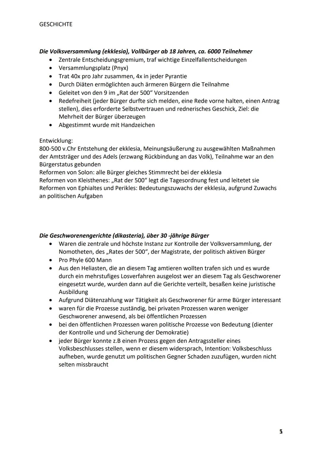 GESCHICHTE
Gesellschaftliche Strukturen in Athen 800-500 v.Chr.
Öffentliche Sphäre:
Polis (= Gemeinschaft von mehreren 1000 Bürgern): städti