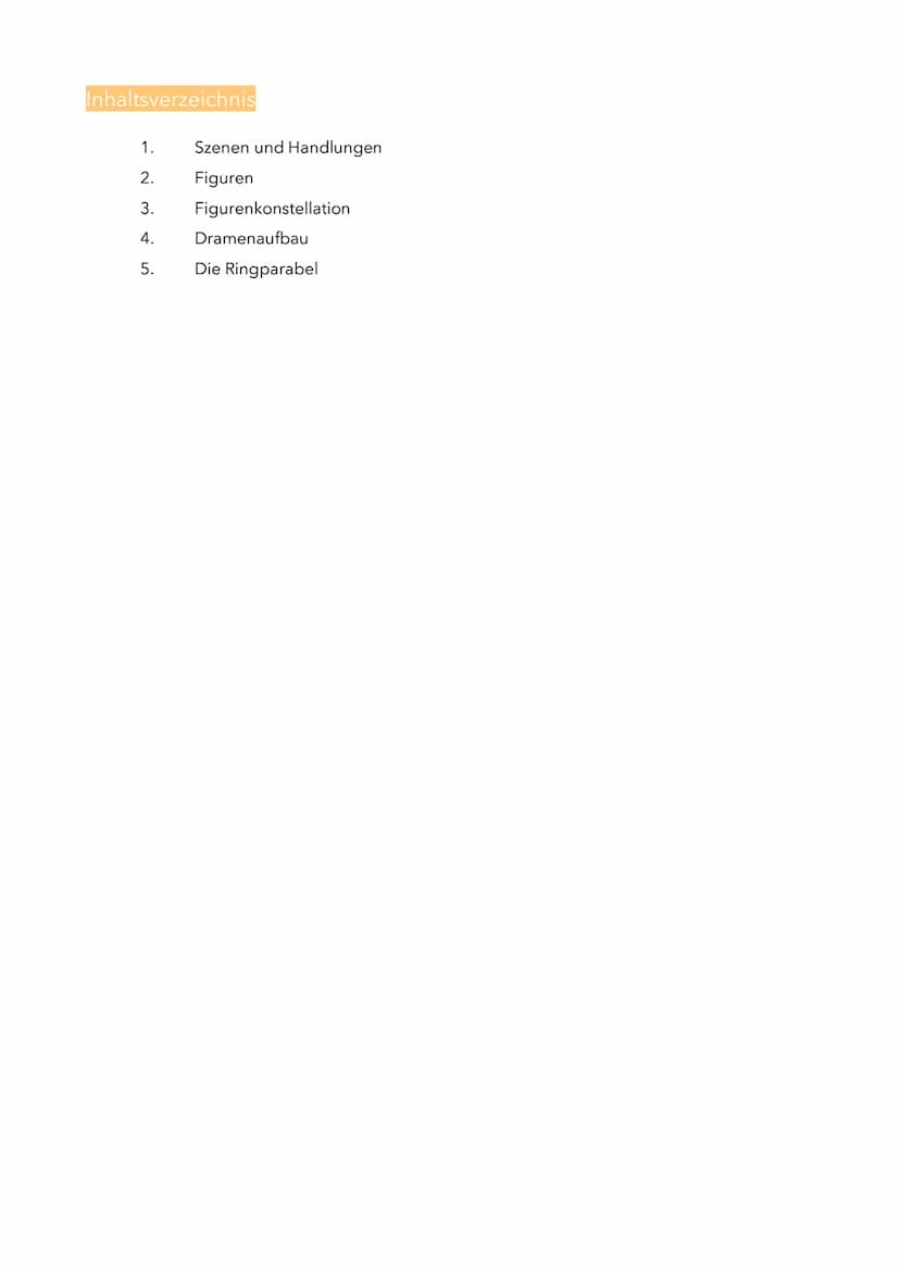 Nathan
der Weise
✡
@t
T Inhaltsverzeichnis
1.
2.
3.
4.
5.
Szenen und Handlungen
Figuren
Figurenkonstellation
Dramenaufbau
Die Ringparabel 1.