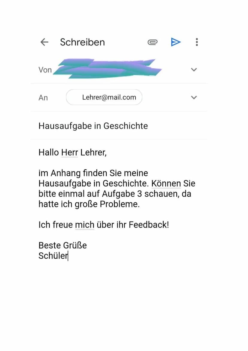 So schreibst du eine E-Mail Richtig!
1. Geh in deine Mail-App (Gmail, Gmx) oder auch in deiner Schulmail (z.B. Iserv)
2. Gehe auf Verfassen 