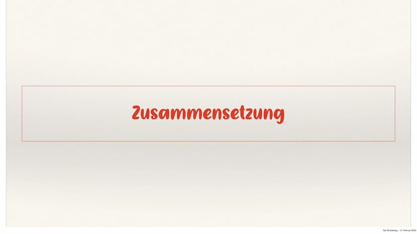 10040
Der Bundestag
von Nehir
Der Bundestag 10. Februar 2023 Gliederung
→ Definition
→ Zusammensetzung
→ Schaubild
* Aufgaben und Funktion d