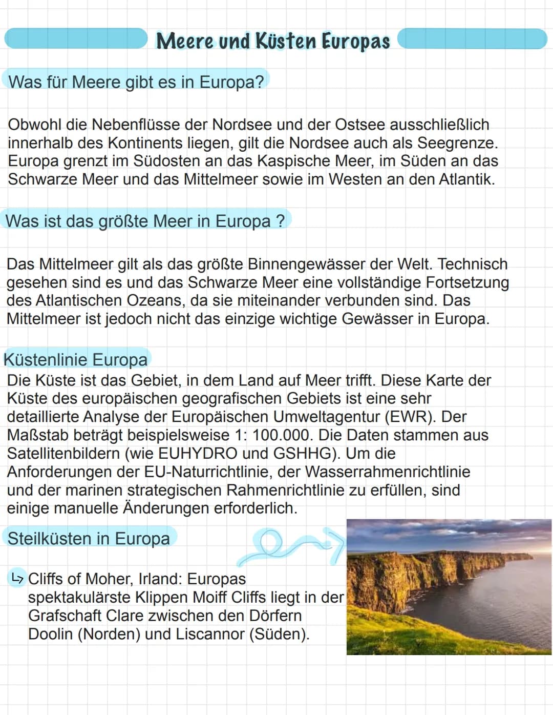 Meere und Küsten Europas
Was für Meere gibt es in Europa?
Obwohl die Nebenflüsse der Nordsee und der Ostsee ausschließlich
innerhalb des Kon