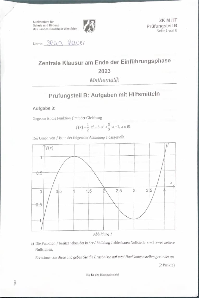 4653
Ministerium für
Schule und Bildung
des Landes Nordrhein-Westfalen
ZK M HT
Prüfungsteil A
Seite 1 von 2
Name: Sean Bauer
Zentrale Klausu