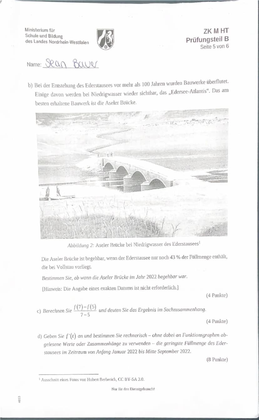 4653
Ministerium für
Schule und Bildung
des Landes Nordrhein-Westfalen
ZK M HT
Prüfungsteil A
Seite 1 von 2
Name: Sean Bauer
Zentrale Klausu