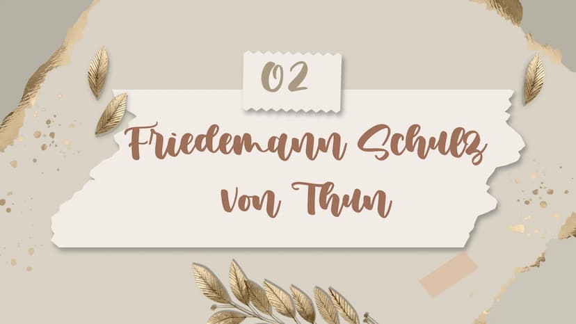 DAS
Vier-Ohren-Modell Inhaltsverzeichnis
01
GRUNDLAGEN
03
KOMMUNIKATIONSQUADRAT
02
FRIEDEMANN SCHULZ VON THUN
04
BEISPIEL 01
Grundlagen IST 