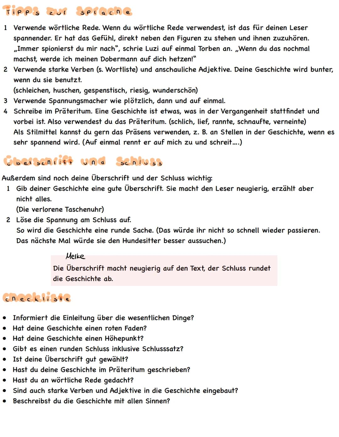 eine spannende beschichte
schreiben
einleitung
Schreibe eine gute Einleitung. In der Einleitung informierst du den Leser über..
• Ort(ein Kl