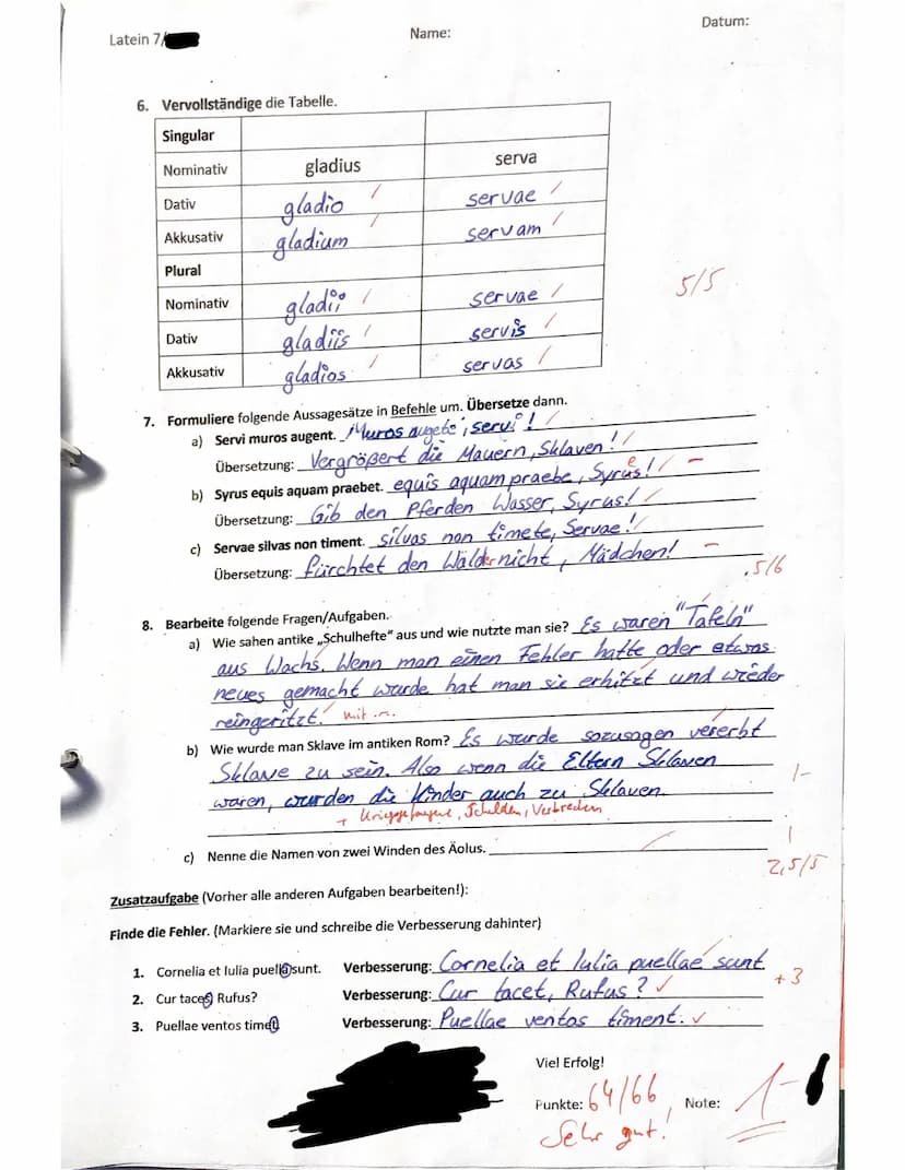 Latein 7/
1. Übersetze folgenden Text ins Deutsche.
(1) Venti et aqua saepe populos terrent; (2) nam saepe vicos delent. (3) Etiam.avus
vent