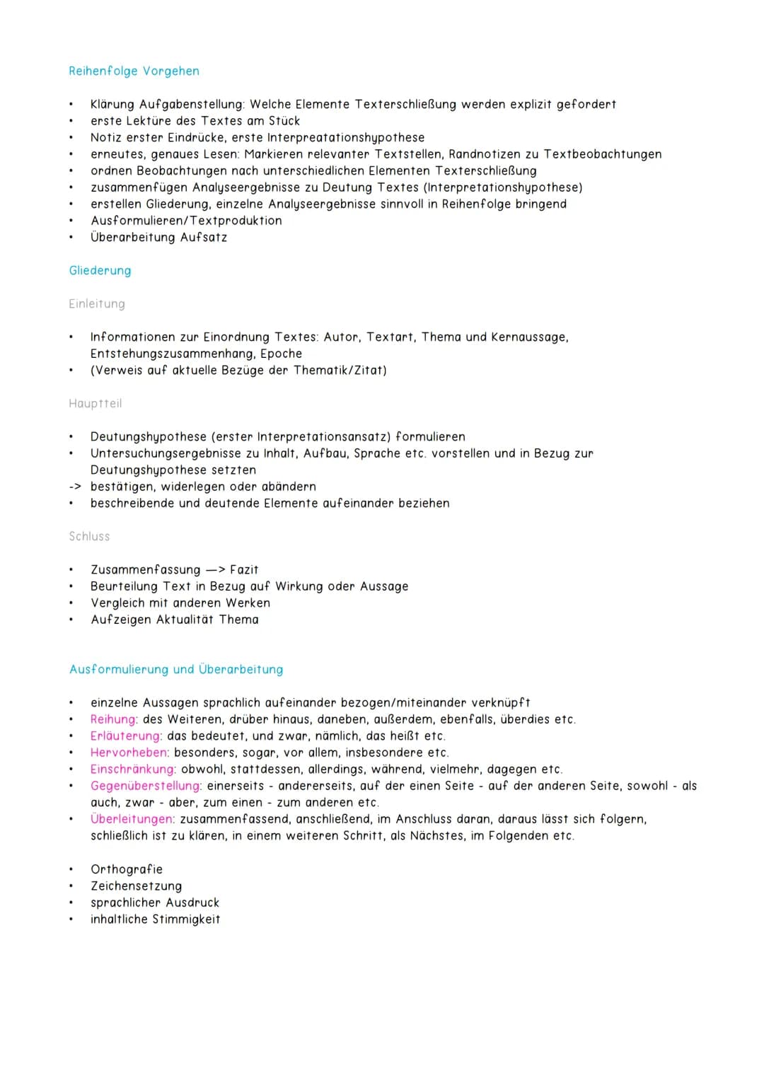 Analyse literarischer Texte
Elemente Erschließung literarischer Texte
anhängig von Aufgabenstellung
-> Inhaltszusammenfassung
-> Sprachanaly