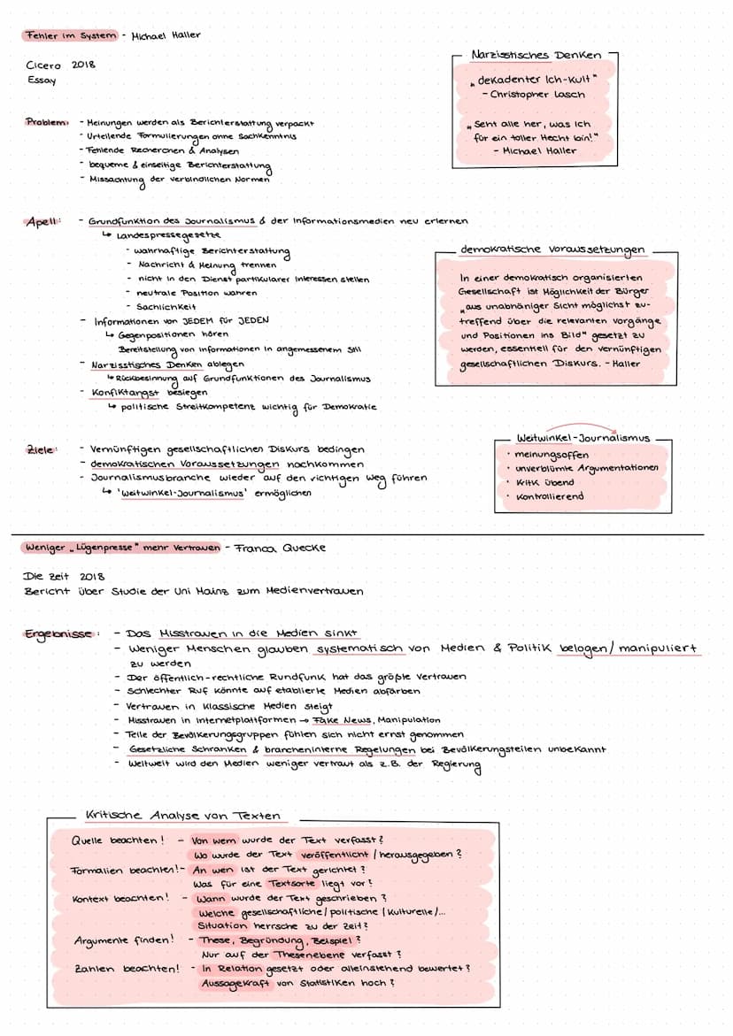 PFLICHT TEXTE
Alle müssen Journalisten sein - Bernhard Pörksen
Die Zeit 2018
meinungsbildener Kommentar
Problem: - Jeder ist Sender
-Abitur 