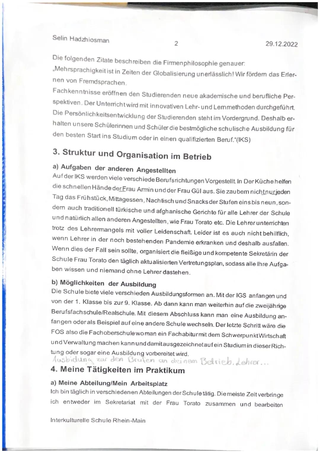 Selin Hadzhiosman
1
29.12.2022

1. Meine Eingangserwartungen an das Praktikum

Durch mein Praktikum auf der IKS erhoffe ich mehr Wissen über