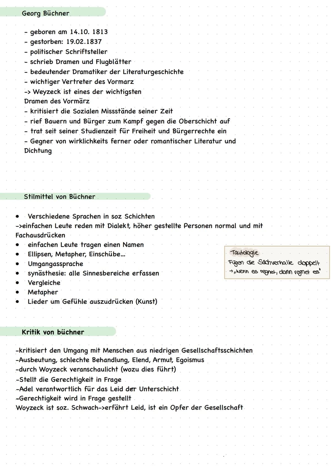 Inhalt
Titel:Woyzeck
Autor:Georg Büchner
Erscheinungsjahr:
Genre:
Gattung: soziales Drama/Tragödie
Epoche:Vormärz
Das Dramenfragment handelt