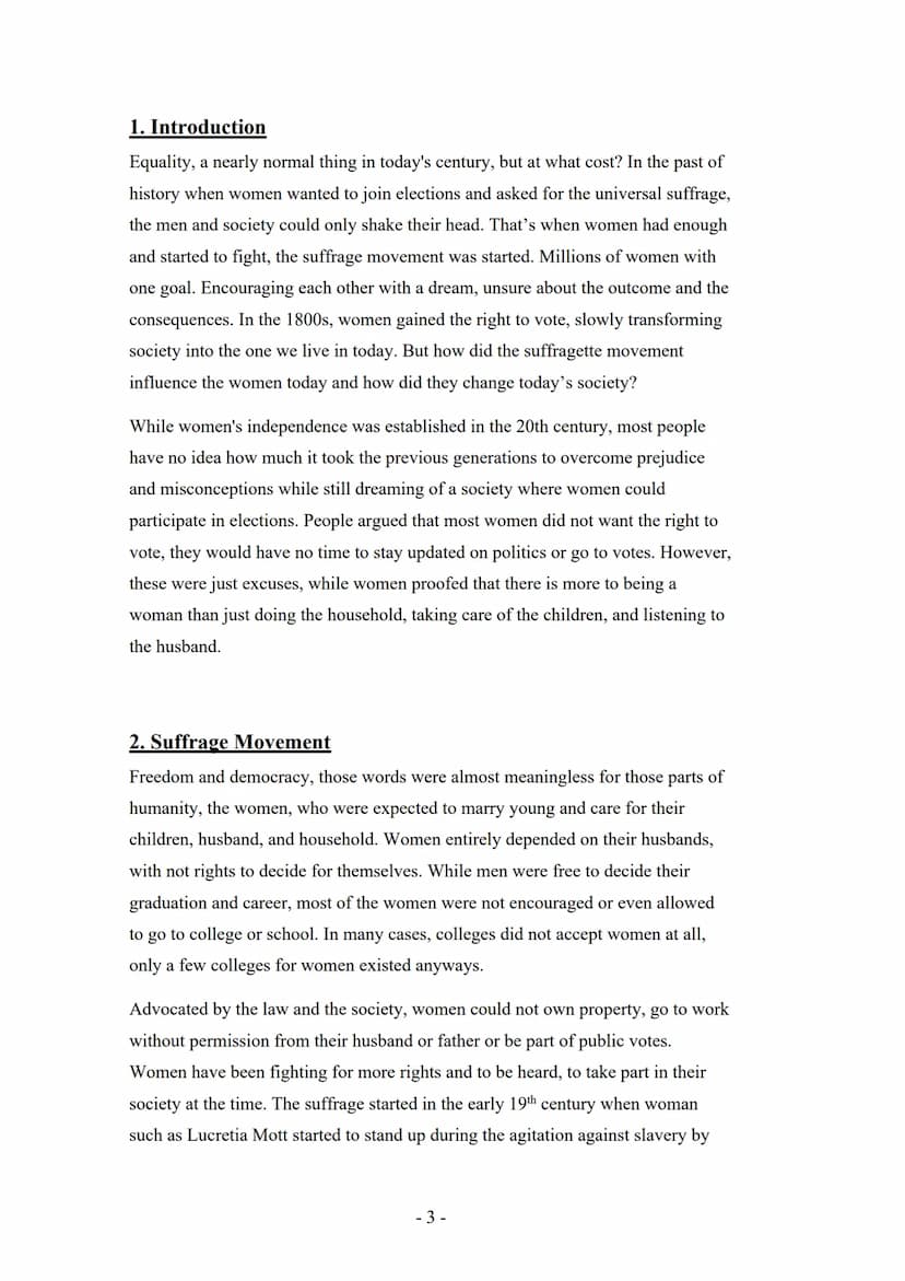 Gesamtschule
Gesamtschule
Sekundarstufe II
Q1
Schuljahr 2021/2022
Author:
Term Paper
The Suffragette Movement
How did the Suffragette moveme