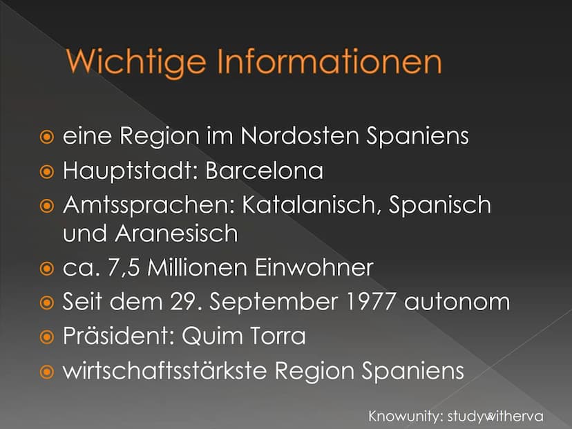 Katalonien
Soll Katalonien unabhängig werden?
Knowunity: studywitherva Inhaltsverzeichnis
• Wo liegt Katalonien?
O Wichtige Informationen
Wa