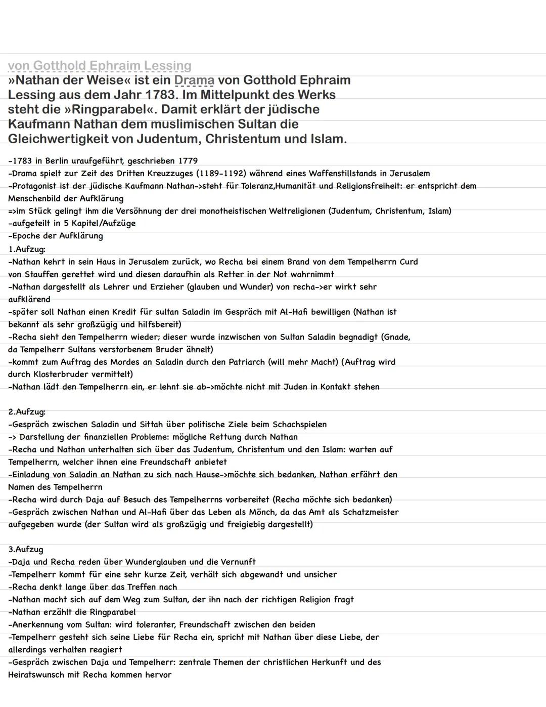  von Gotthold Ephraim Lessing
>>Nathan der Weise<< ist ein Drama von Gotthold Ephraim
Lessing aus dem Jahr 1783. Im Mittelpunkt des Werks
st