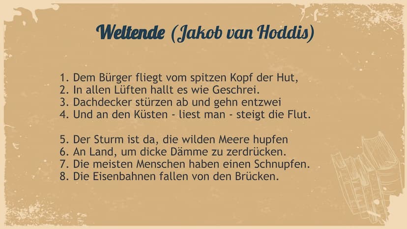 Jakob
van
Hoddis
Mina A. & Nour A.
A Inhaltsverzeichnis
1. Biografie
2. Vortrag
3. Analyse
4. Frühexpressionismus
5. Quellen Biografie
1887
