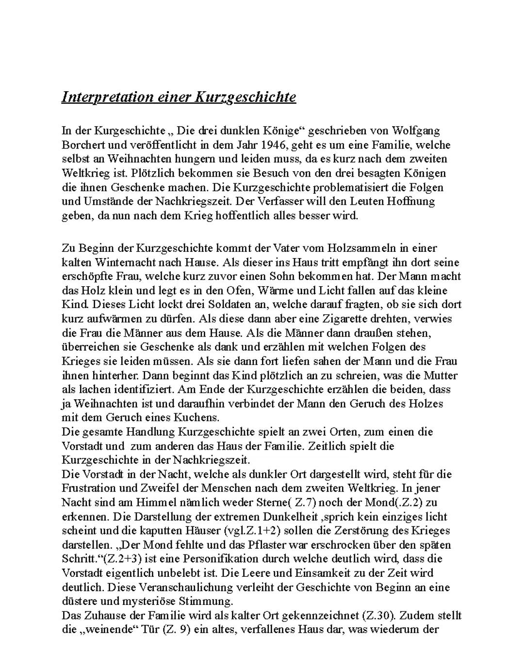 Kurzgeschichten Interpretieren 