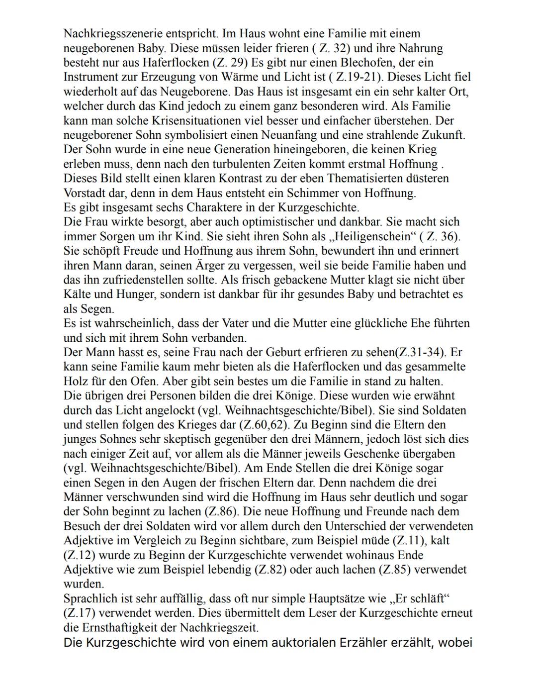 Interpretation einer Kurzgeschichte
In der Kurgeschichte ,, Die drei dunklen Könige" geschrieben von Wolfgang
Borchert und veröffentlicht in
