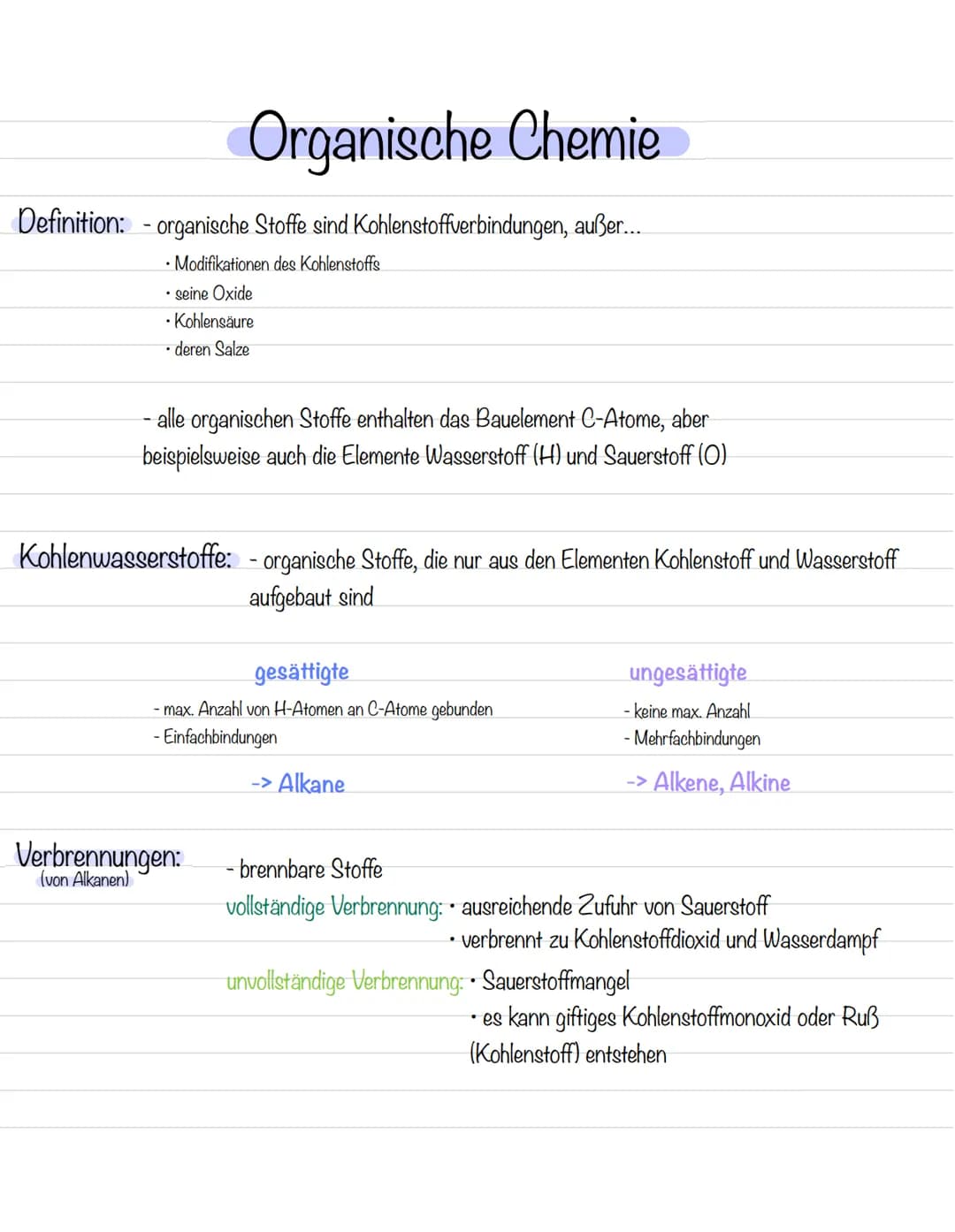 Organische Chemie
Definition: - organische Stoffe sind Kohlenstoffverbindungen, außer....
.
• Modifikationen des Kohlenstoffs
seine Oxide
• 