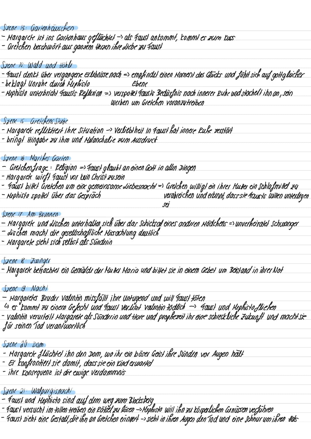  Szenenanalyse: Faust I
Prolog im Himmel
drei Erzengel preisen die Ganzheit und Harmonie der Schöpfung Gottes.
L> Mephisto sieht nur das ird