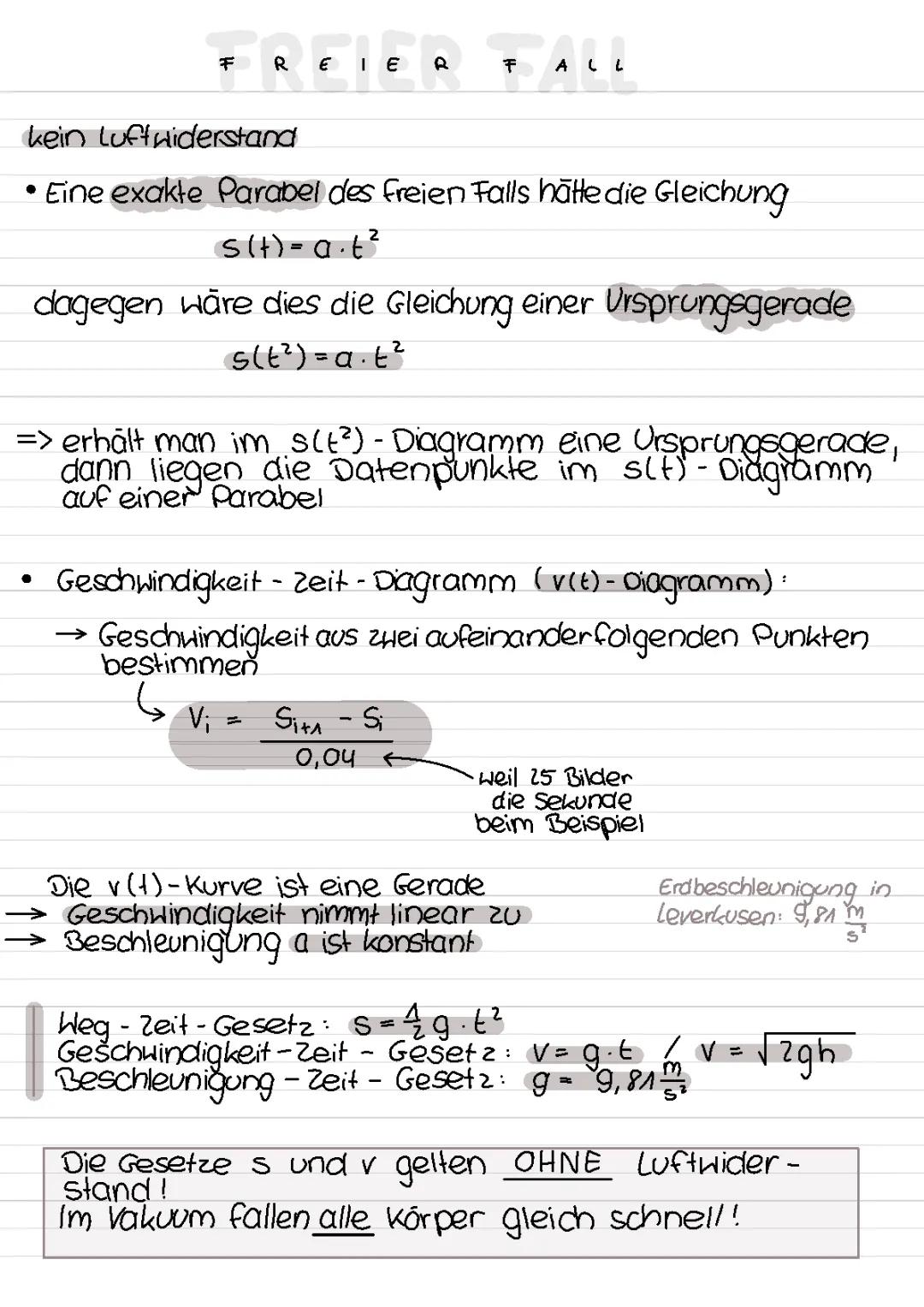 Freier Fall: Formeln und Beispiele mit Luftwiderstand