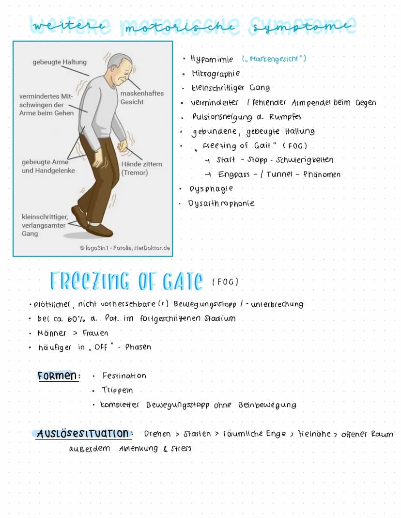 Parkinson
DEFINITION
„Langsam fortschreitende degenerative neurologische Erkrankung des
extrapyramidalen Systems, die durch ein Absterben de