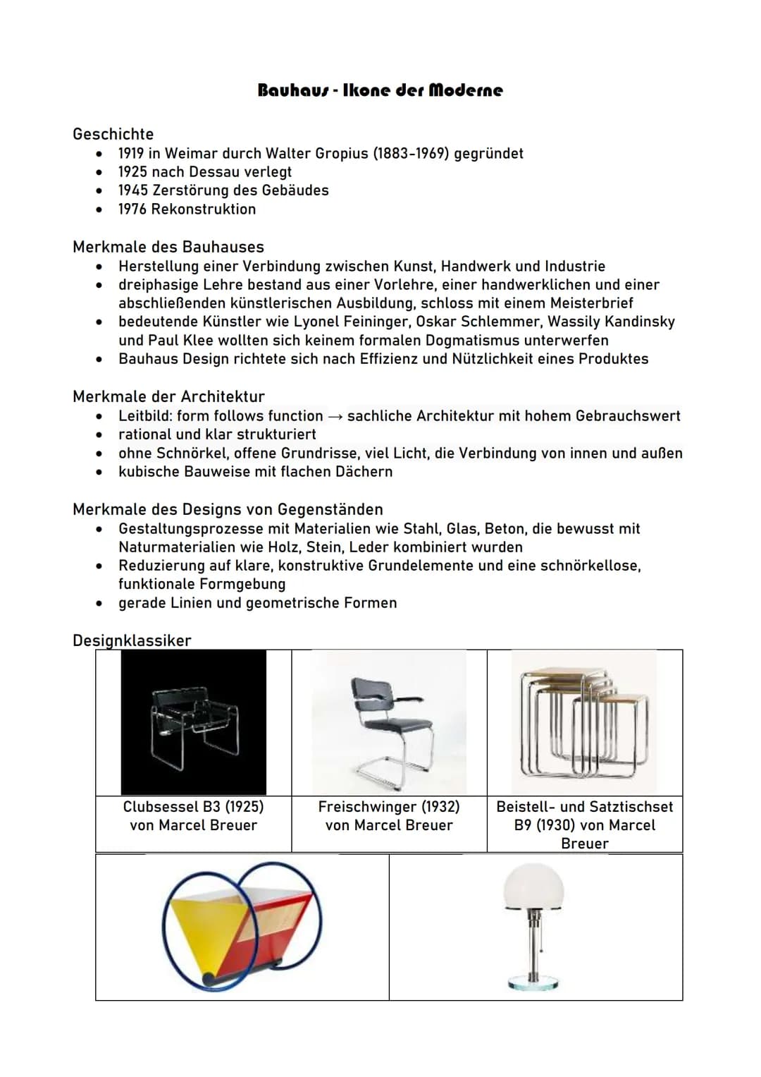 Geschichte
●
●
●
● 1976 Rekonstruktion
●
Bauhaus - Ikone der Moderne
1919 in Weimar durch Walter Gropius (1883-1969) gegründet
1925 nach Des