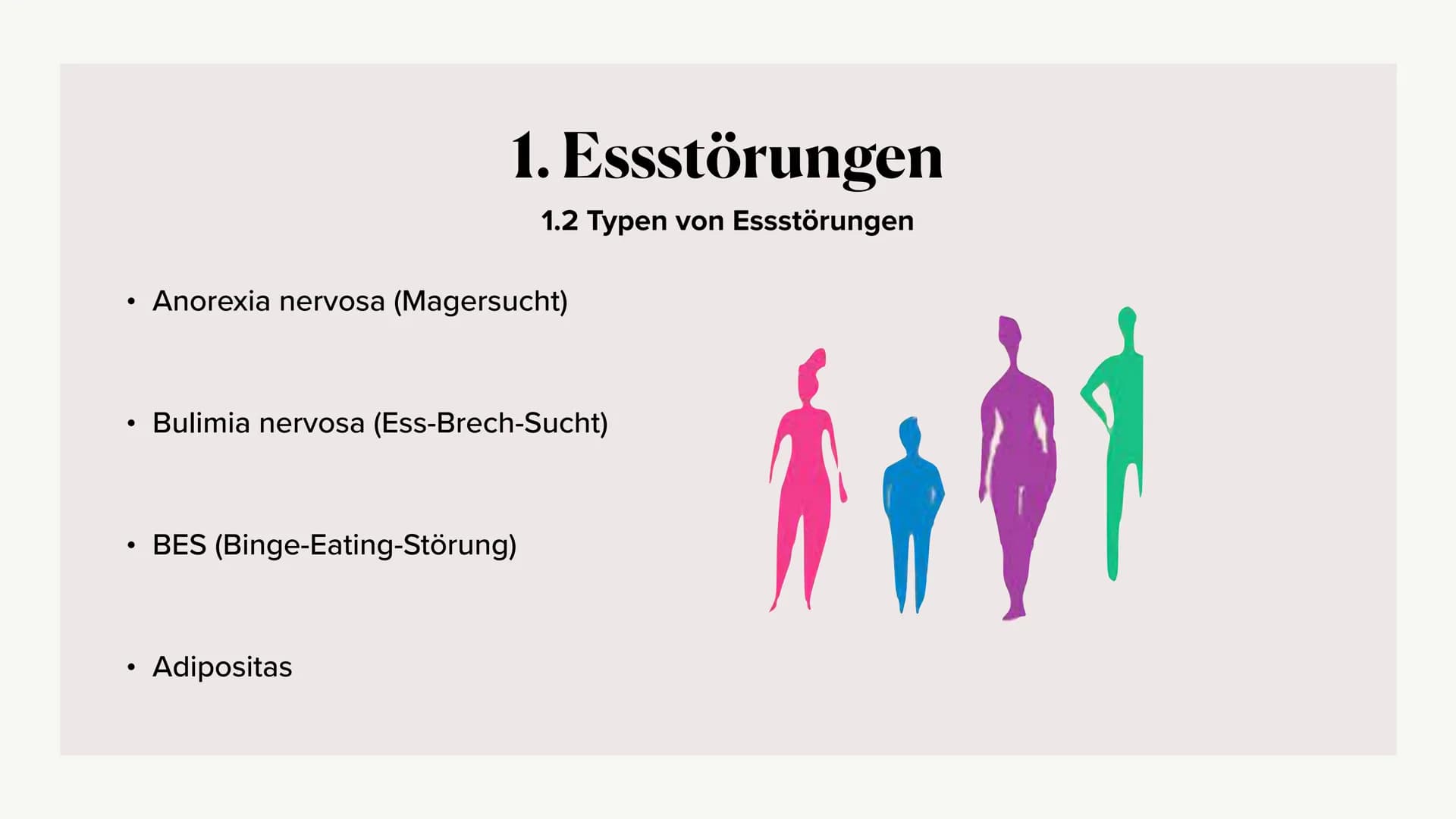 Eine Präsentation über
Essstörungen
ICD-10-Code: F50 1. Essstörung Begriffserklärung
2. Ätiologie
3. Symptome
4.
Interventionsmöglichkeiten
