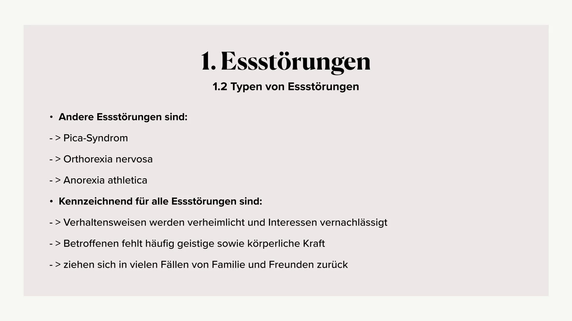 Eine Präsentation über
Essstörungen
ICD-10-Code: F50 1. Essstörung Begriffserklärung
2. Ätiologie
3. Symptome
4.
Interventionsmöglichkeiten
