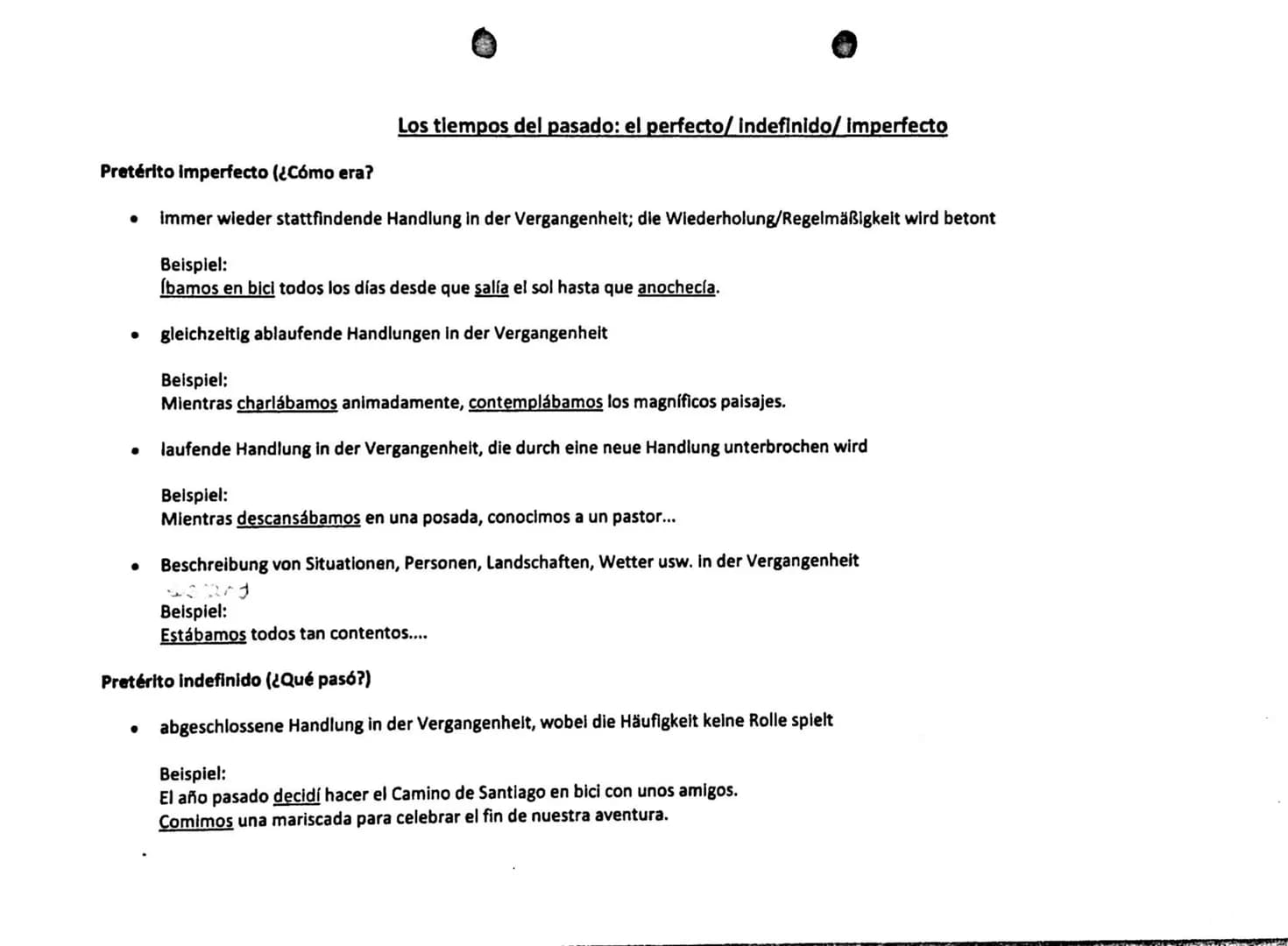 Pretérito imperfecto (¿Cómo era?
● immer wieder stattfindende Handlung in der Vergangenheit; die Wiederholung/Regelmäßigkeit wird betont
●
●