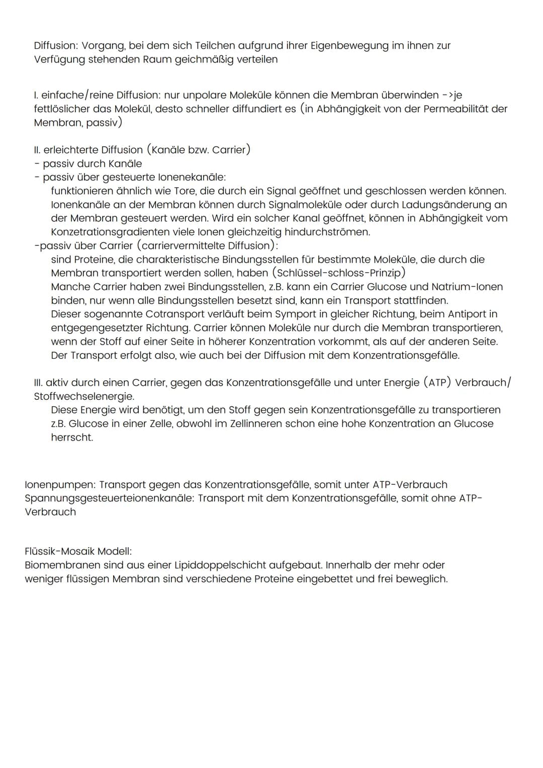 Stofftransport durch Biomembran
extrazelluläre Bereich
Y
peripheres
Protein
Cytoplasma
Cholesterin
Integrales-/
Glykoprotein
ohlenhydrate
hy