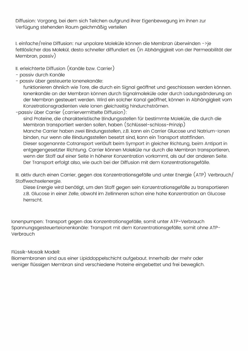 Stofftransport durch Biomembran
extrazelluläre Bereich
Y
peripheres
Protein
Cytoplasma
Cholesterin
Integrales-/
Glykoprotein
ohlenhydrate
hy