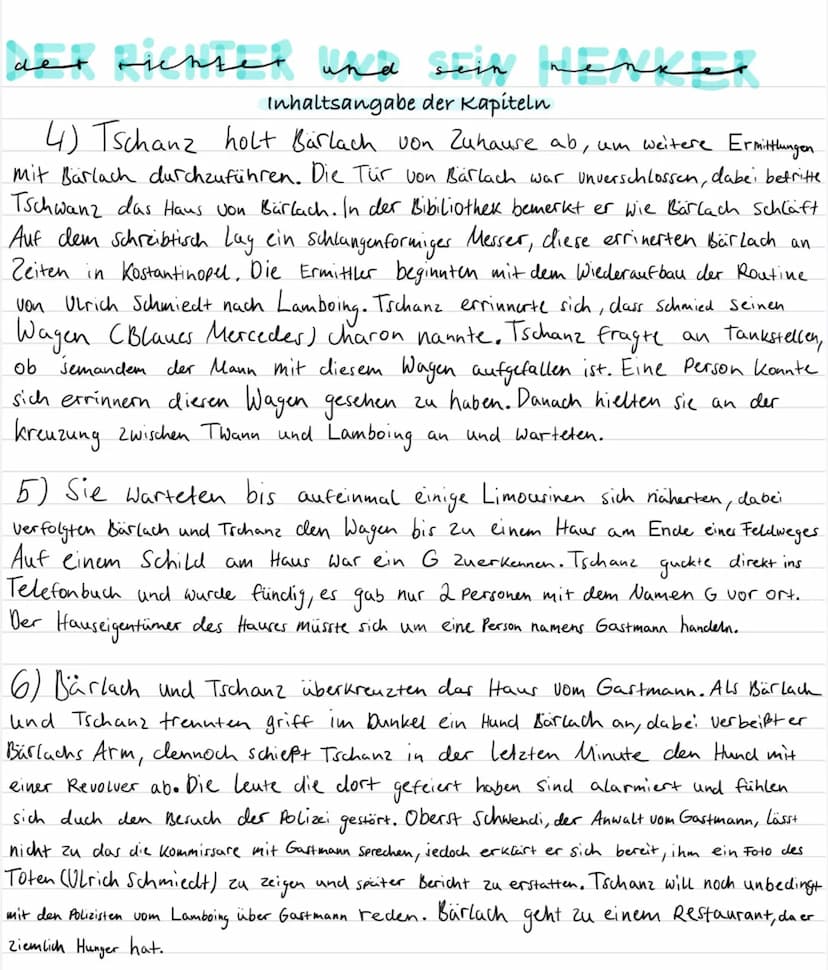 der RieHTER who sein VenteR
лет
Inhaltsangabe der Kapiteln
1) Ein schweizer Dorfpolizist sieht am Straßenrand ein Blaues Mercedes. Er war de